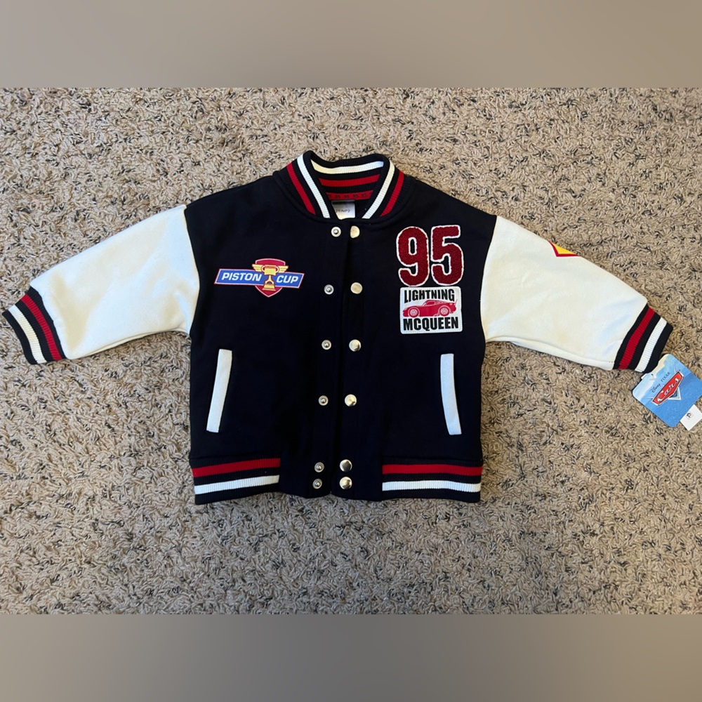 NWT Disney Cars Lightning McQueen Bomber Jacket Size 2T